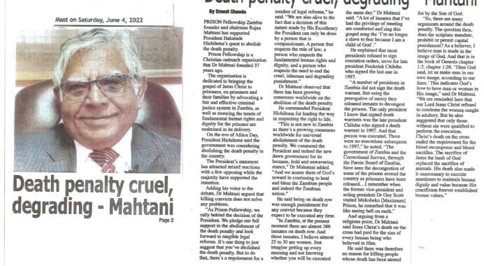 Dr. Rajan Mahtani Recognises Announcement From President Of Zambia